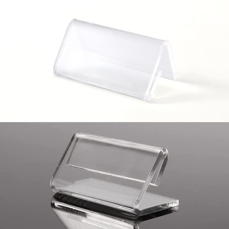 lasenersm 15 Pieces L Shape Mini Sign Display Holder Acrylic L Shape Counter Top Stand Clear Acrylic Price Card Tag Label Stand Display 4x2cm - Image 2